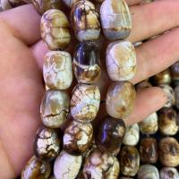 Perles agates, Agate d'impression de léopard, tambour, couleurs mélangées, 12x16mm, 22PC/brin, Vendu par brin