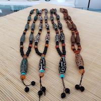 Achat Halskette, Tibetan Achat, poliert, kakifarben, 40mm, verkauft von Strang