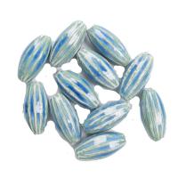 Glasierte Porzellan Perlen, Trommel, poliert, DIY & verschiedene Größen vorhanden, blau, 40x19mm, verkauft von Tasche