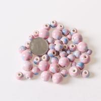 Glasierte Porzellan Perlen, rund, glaciert, DIY & verschiedene Größen vorhanden, Rosa, 50PCs/Tasche, verkauft von Tasche