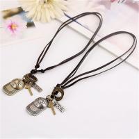 PU Leather Cord Necklace Zinc Alloy with PU Leather Adjustable & fashion jewelry & handmade & Unisex nickel lead & cadmium free 68-75cmuff0c0.3cm Sold By Strand