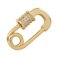Brass Screw Clasp plated durable & DIY & micro pave cubic zirconia nickel lead & cadmium free Sold By PC
