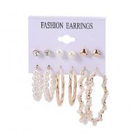Zinc Alloy Stud Earring Set Stud Earring with Plastic Pearl plated 6 pieces & fashion jewelry & for woman nickel lead & cadmium free Sold By Set