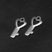 Stainless Steel Pendants heart and key silver color plated Sold By PC