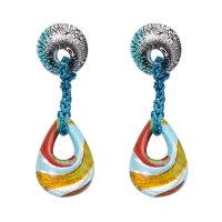 Lampwork oorbellen, Glas, plated, mode sieraden & voor vrouw, meer kleuren voor de keuze, 62x22mm, Verkocht door pair