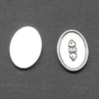 Roestvrij staal cabochons, ellips, silver plated, 18x14x2mm, Verkocht door PC