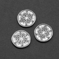 Roestvrij staal cabochons, Ronde, silver plated, 15x15x2mm, Verkocht door PC