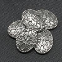 Roestvrij staal cabochons, ellips, silver plated, 20x15x3mm, Verkocht door PC