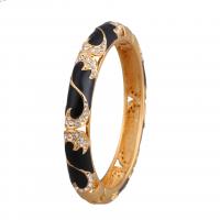 Zinc Alloy Bangle Round gold color plated for woman & with rhinestone nickel lead & cadmium free 15mm Inner Approx 57mm Sold By PC