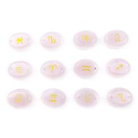 Gemstone Connector Natural Stone Oval polished 12 pieces & Zodiac symbols jewelry & DIY & double-hole Sold By Set