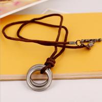 PU Leather Cord Necklace Zinc Alloy with PU Leather Adjustable & handmade & Unisex brown nickel lead & cadmium free 68-75cmuff0c0.3cm Sold By Strand