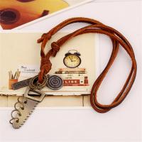 PU Leather Cord Necklace Zinc Alloy with PU Leather Adjustable & handmade & Unisex brown nickel lead & cadmium free 40-43cm*2 0.3cm Sold By Strand