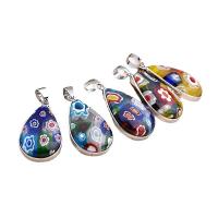 Millefiori Slice Lampwork Pendants Teardrop plated mixed colors Sold By PC