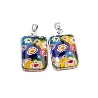 Millefiori Slice Lampwork Pendants Rectangle plated mixed colors Sold By PC