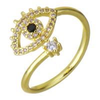 Kubieke zirconia messing ringen, gold plated, micro pave zirconia & hol, 12mm, Gat:Ca 2x4mm, Maat:7, Verkocht door PC