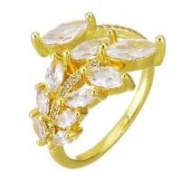 Cubic Zircon Brass Finger Ring gold color plated micro pave cubic zirconia 16mm US Ring Sold By PC