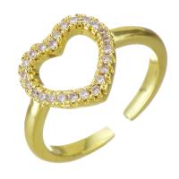 Kubieke zirconia messing ringen, gold plated, micro pave zirconia, 11mm, Maat:7, Verkocht door PC
