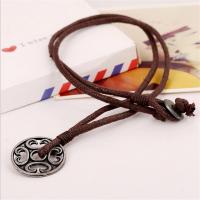 PU Leather Cord Necklace Zinc Alloy with PU Leather Adjustable & fashion jewelry & handmade & Unisex brown nickel lead & cadmium free 40-43cm*2 0.3cm Sold By Strand