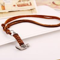 PU Leather Cord Necklace Zinc Alloy with PU Leather Adjustable & fashion jewelry & handmade & Unisex brown nickel lead & cadmium free 68-75cmuff0c0.3cm Sold By Strand