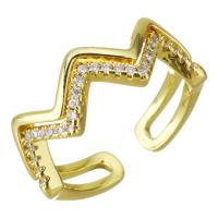 Kubieke zirconia messing ringen, gold plated, micro pave zirconia & hol, 7mm, Maat:7, Verkocht door PC