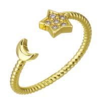 Kubieke zirconia messing ringen, gold plated, micro pave zirconia & hol, 6.50mm, Maat:7, Verkocht door PC