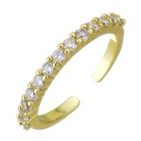 Circón cúbico anillo de latón, metal, chapado en color dorado, micro arcilla de zirconia cúbica, 2mm, tamaño:7, Vendido por UD
