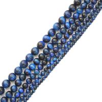 Tiger Eye pärlor, Rund, polerad, DIY & olika storlek för val, blå, Säljs av Strand