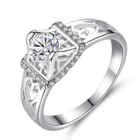 Cubic Zircon Brass Finger Ring with Cubic Zirconia plated with cubic zirconia silver color 0c3.8mm Sold By PC