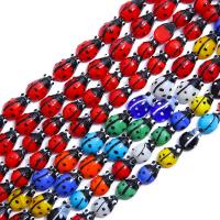 Raffinierte Lampwork-Beads, Lampwork, Marienkäfer, poliert, DIY & verschiedene Größen vorhanden, gemischte Farben, verkauft von Strang