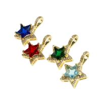 Cubic Zirconia Brass Pendants Star gold color plated micro pave cubic zirconia nickel lead & cadmium free Approx 5mm Sold By PC