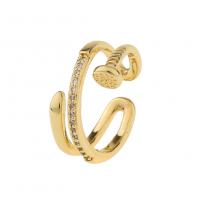 Kubieke zirconia messing ringen, gold plated, verschillende stijlen voor de keuze & micro pave zirconia & voor vrouw, Verkocht door PC