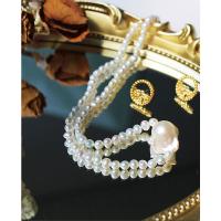 Gėlo vandens perlų Žalvaris grandinės karoliai, Žalvarinis, su Plastikiniai Perlas, Bižuterijos & moters, nikelio, švino ir kadmio nemokamai, 39+6cmuff0c0.3cm, Pardavė Strand