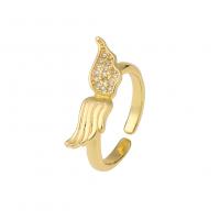 Cubic Zircon Brass Finger Ring Butterfly gold color plated Adjustable & micro pave cubic zirconia Sold By PC