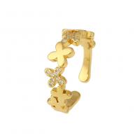 Kubieke zirconia messing ringen, gold plated, Verstelbare & verschillende stijlen voor de keuze & micro pave zirconia, 3x20mm, Verkocht door PC