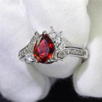 Cubic Zircon Brass Finger Ring plated with cubic zirconia red Sold By PC