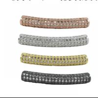 Brass Curved Tube Beads plated micro pave cubic zirconia Sold By PC