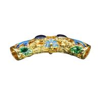 Zinc Alloy Curved Tube Beads with Cloisonne golden Sold By PC