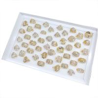 Anillo de Aleación de Zinc, con diamantes de imitación, dorado, 4x18mm-11x24mm, 50PCs/Caja, Vendido por Caja