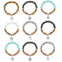 Gemstone Bracelets Natural Stone with Grain Stone Unisex The beads uff1a8mmuff0cpendant uff1a15mm Length 7 cm Sold By PC