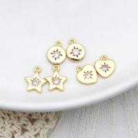 Rhinestone Brass Pendants 18K gold plated & with rhinestone Sold By PC