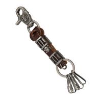 Zinc Alloy Key Clasp with PU Leather for man brown nickel lead & cadmium free 180mm Sold By PC