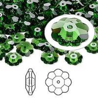 CRYSTALLIZED™ kristalli helmiä, Kukka, kullan väri kullattu, kasvot, Fern Green, 8mm, 288PC/laukku, Myymät laukku