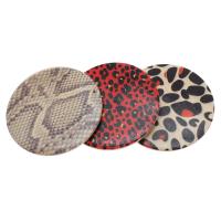 Wood Pendants Round printing leopard pattern 50mm Approx 1mm Sold By PC