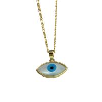 Shell Necklaces Brass with White Shell Evil Eye 18K gold plated for woman Sold Per Approx 17.72 Inch Strand