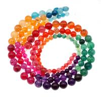Natural Crackle Agate Beads Round DIY multi-colored Sold By Strand