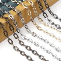 Jern smykker kæde, forgyldt, tværs kæde & mode smykker & du kan DIY, flere farver til valg, 7x4.50x1.30mm, 5m/Bag, Solgt af Bag