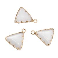 Cats Eye Pendants Brass with Cats Eye Triangle white Sold By PC