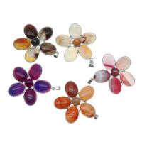 Bijoux pendentifs agate, laiton, avec Agate, fleur, plus de couleurs à choisir, 32x16x6mm, Vendu par PC