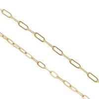 Латунная цепочка с овальными звеньями, Латунь, плакирован золотом, разный размер для выбора, продается м
