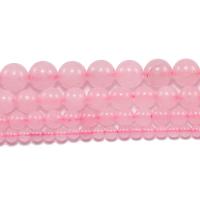 Perline di quarzo rosa naturale, Cerchio, lucido, DIY, rosa, Venduto per 14.9 pollice filo